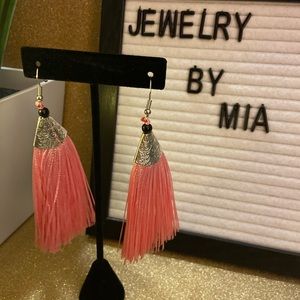 Pink tassel earrings!